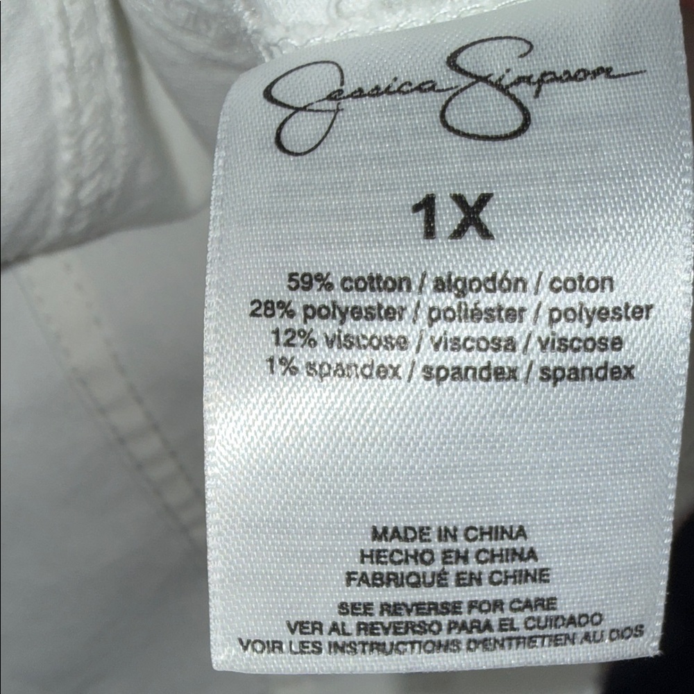 Jessica Simpson Women's White Denim Jacket sz 1X - Picture 7 of 8